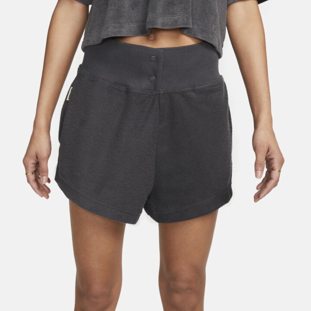 NWT Nike High Waist Reverse French Terry Shorts in Gray MEDIUM - Picture 2 of 7